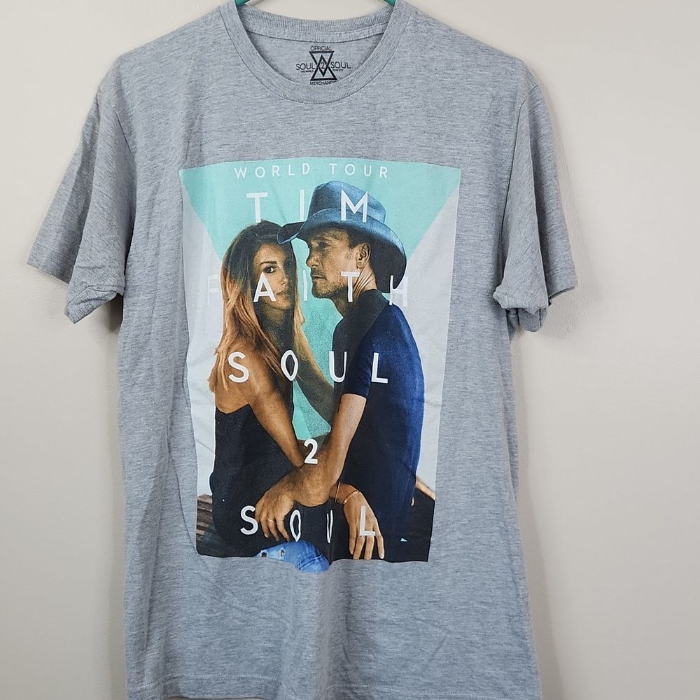 Tim McGraw Faith Hill 2017 Soul 2 Soul World Tour SS Double Sided Tee Large